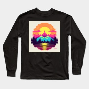 Retro Sunset Rays Wavy Shirt Long Sleeve T-Shirt